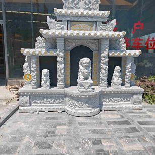濮阳芝麻白中国黑石材套墓 花岗岩墓碑